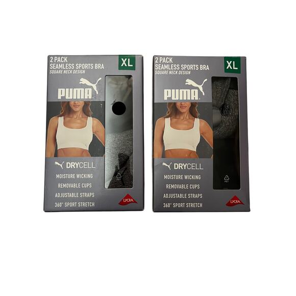 Puma Seamless Sports Bra 2-Pack (Size XL) Black/Gray - Picture 5 of 8